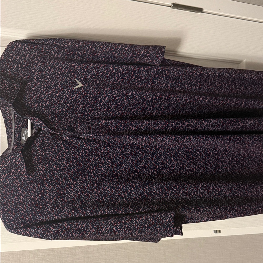 Callaway Navy and Red Patterned Polo